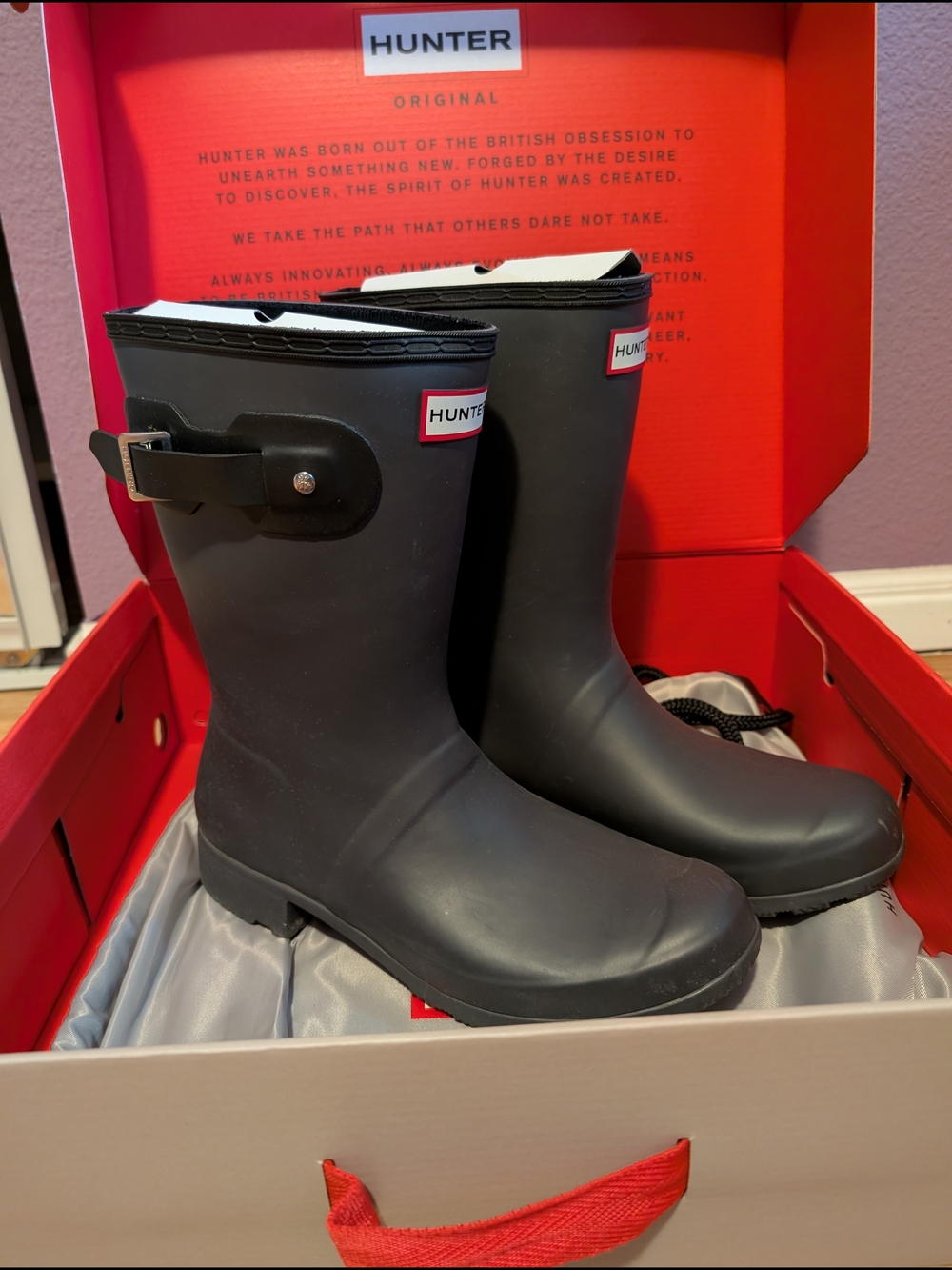 Hunter Short Matte Rain Boots in Gray